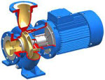 Close-coupled, single-stage ISO horizontal end-suction centrifugal pump.&nbsp; Monoblock 